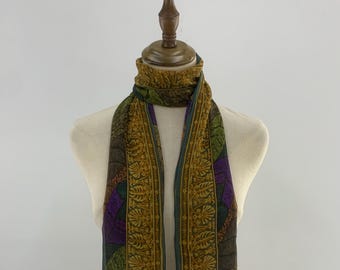 Vintage Georges Rech Schal Multicolor Abstrakt Halstuch, Unisex Accessoires für Geschenk, langer Schal Foulards, Stola Silk Muffler Neckwear