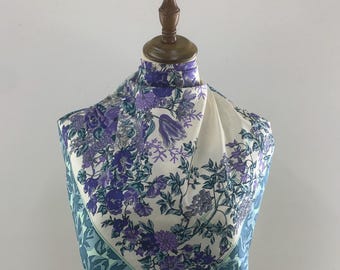 Vintage Jim Thompson sidenhalsduk blommönster retro halsdukar kvinnor accessoarer fyrkantig halsduk topp halsduk omlottsjal halsduk foularder