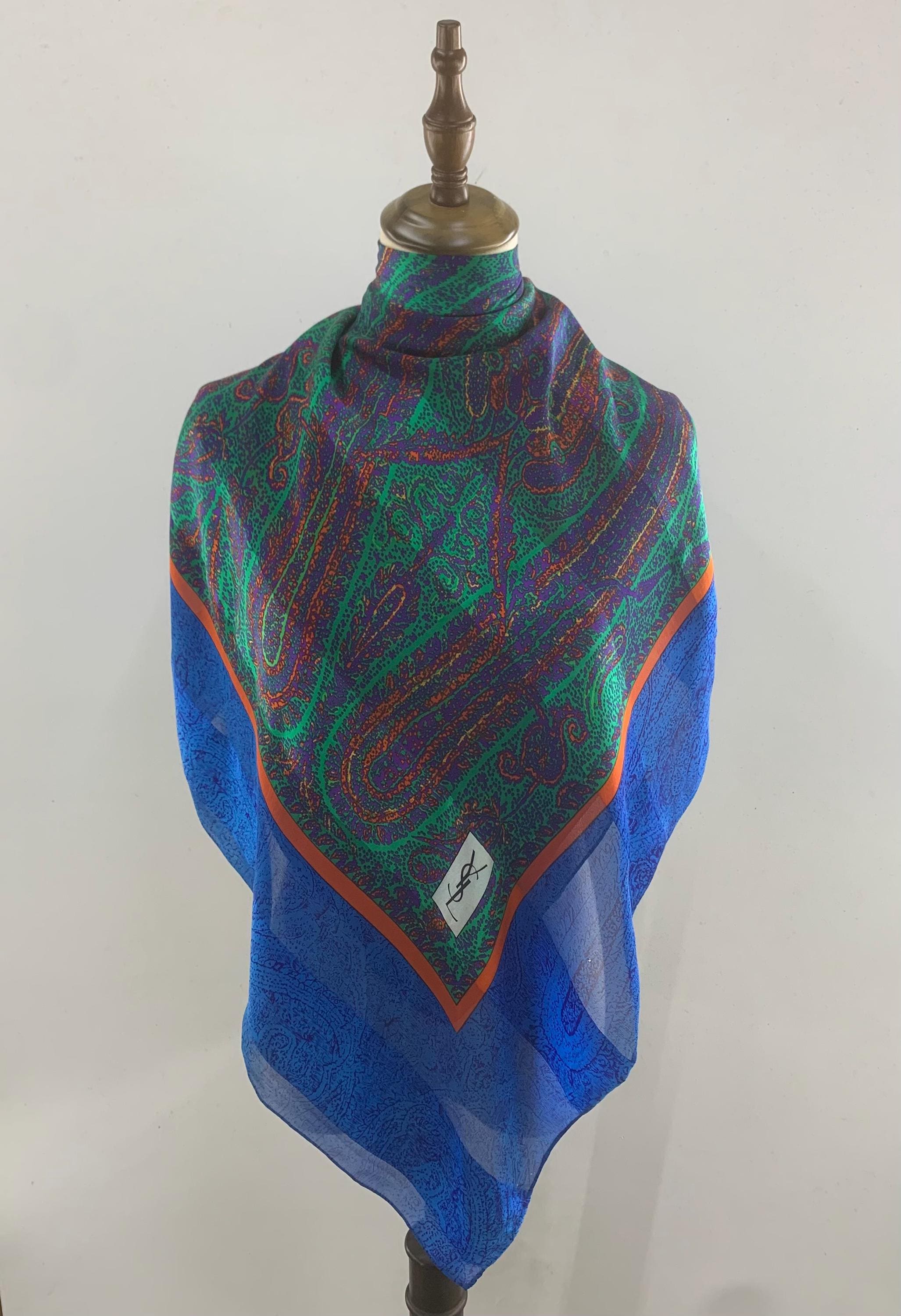 Vintage Yves Saint Laurent Silk Scarf Paisley Pattern Square