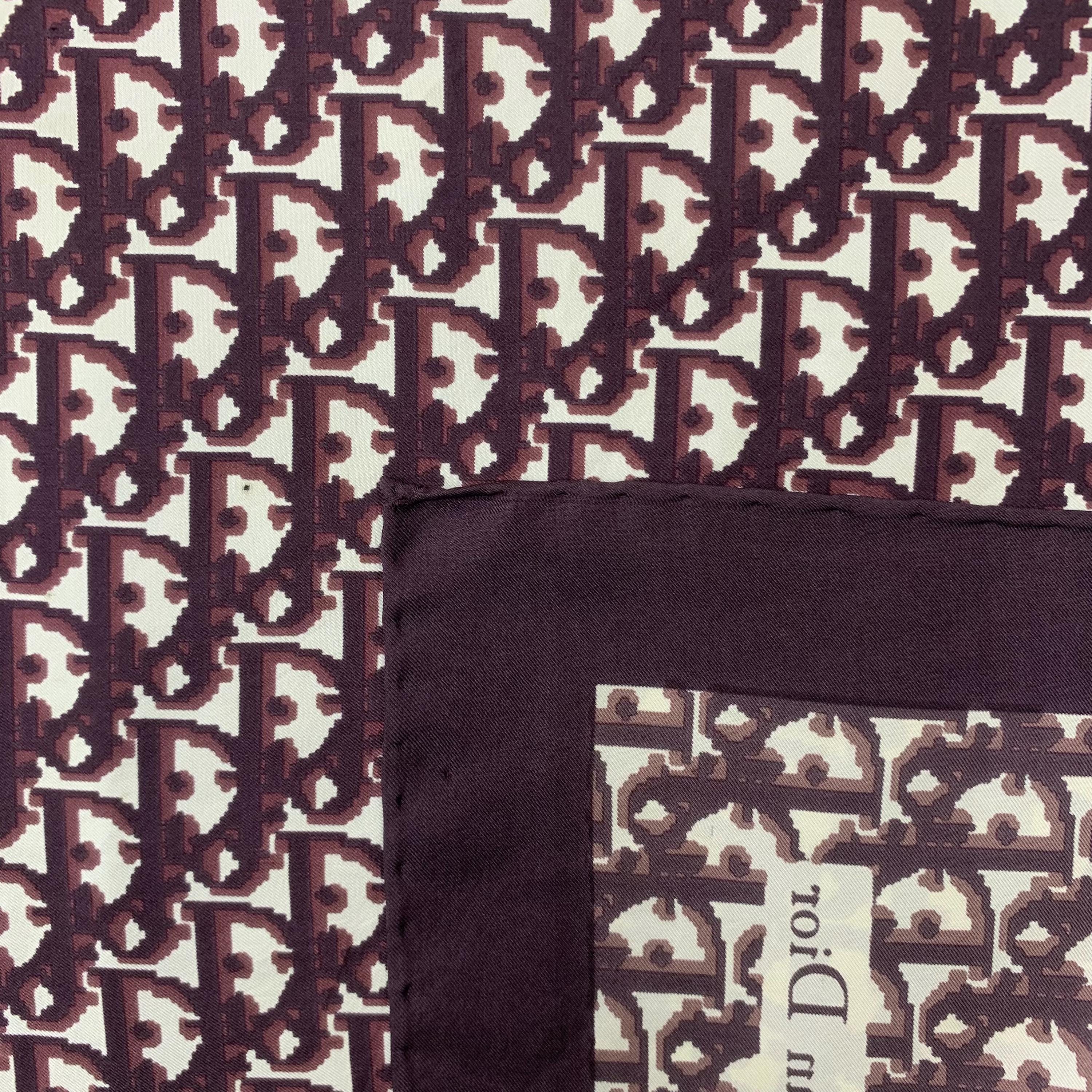 Vintage Christian Dior Silk Scarf Monogram Pattern Scarves Luxury