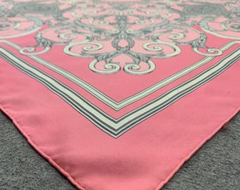HERMES LES TUILERIES シルクスカーフピンク Vintage Hermes Scarf Les Tuileries by Joachim Metz, Authentic