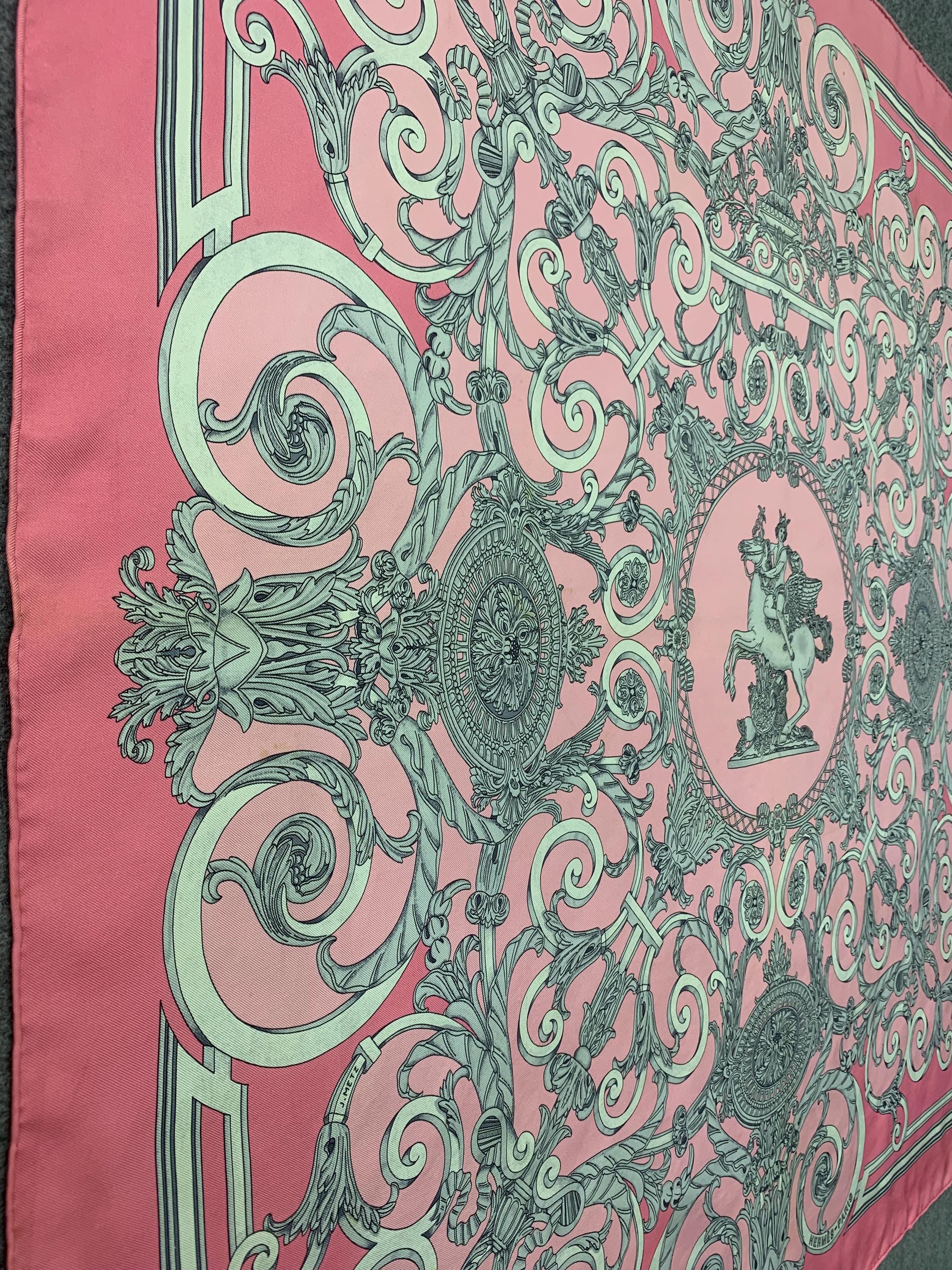HERMES カレ90 LES TUILERIES スカーフ Vintage Hermes Scarf Les Tuileries by Joachim Metz, Authentic