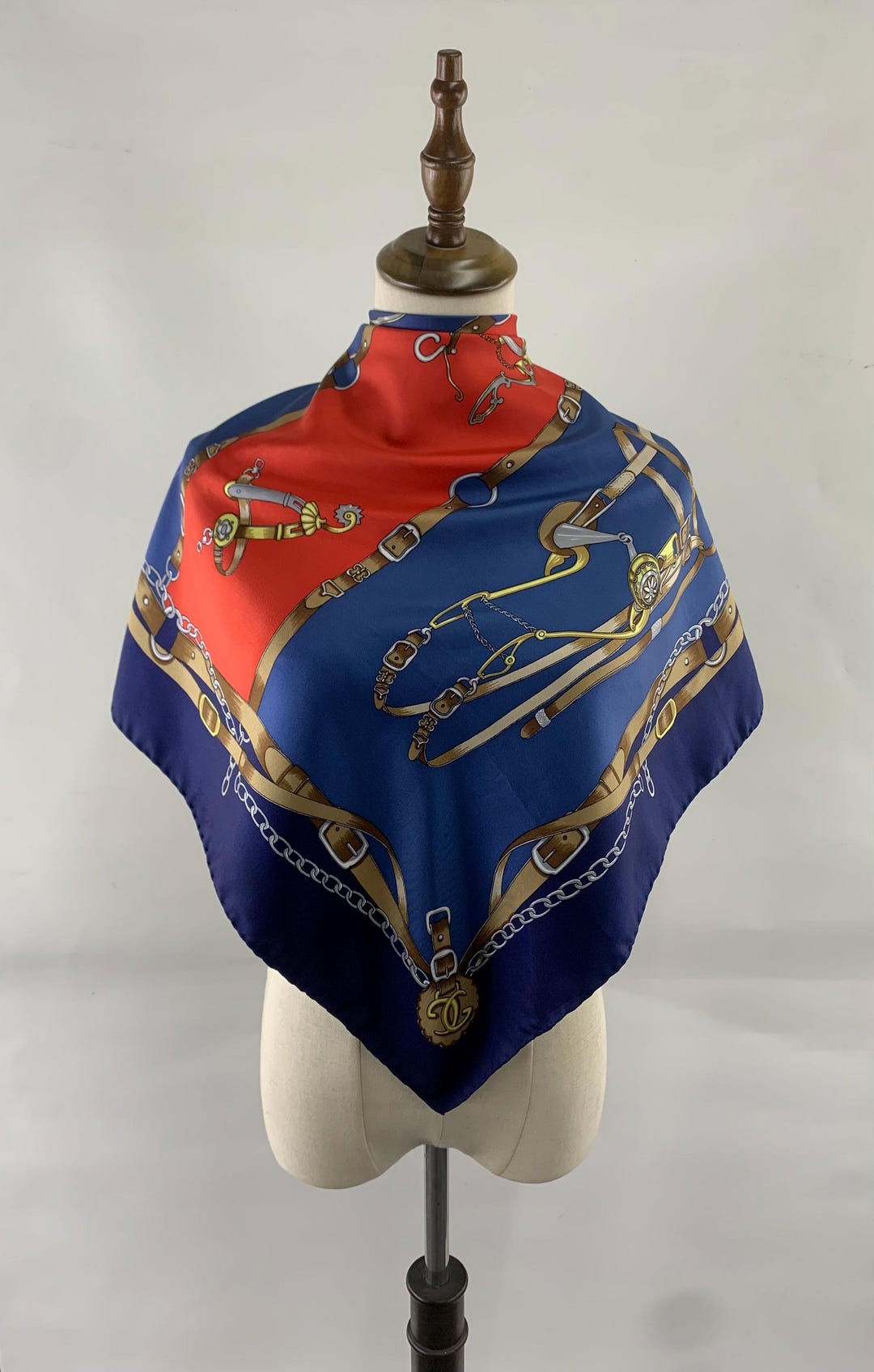 Vintage Gucci Silk Scarf Horse Carriage Print Head Scarf Unisex