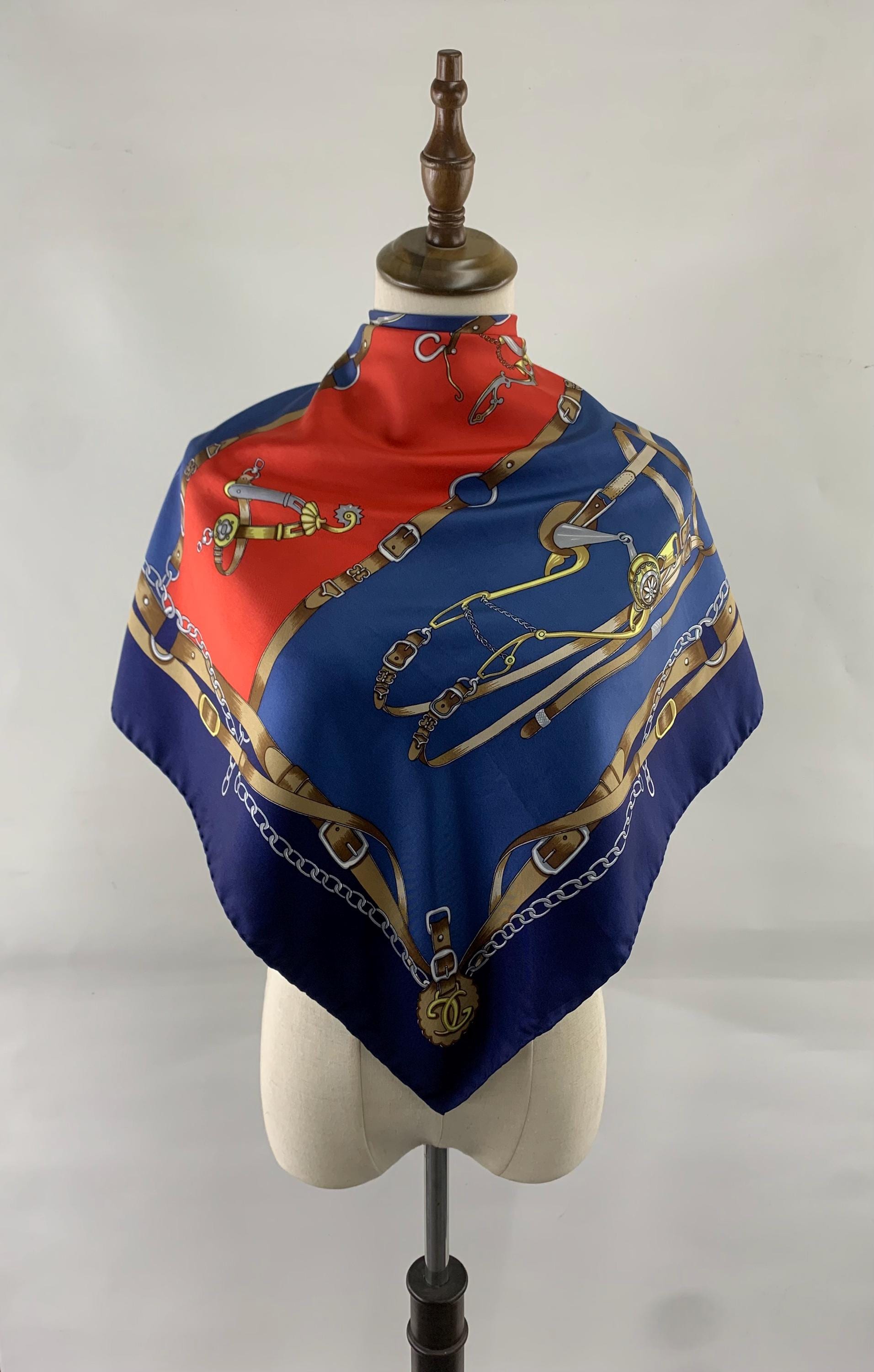 Vintage Gucci Silk Scarf Horse Carriage Print Head Scarf Unisex