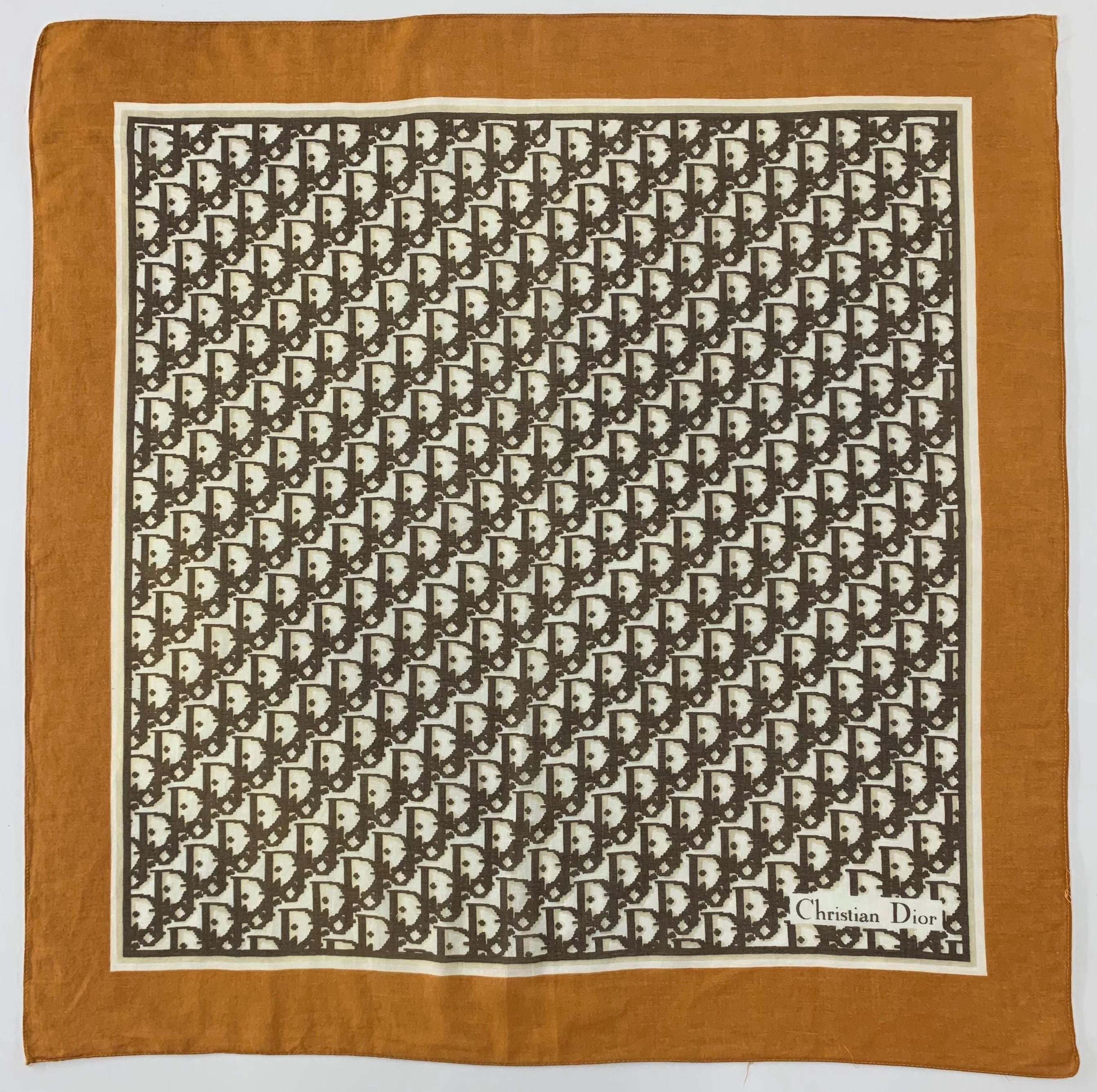 Vintage 90s Christian Dior Monogram Pattern Handkerchief Bandana