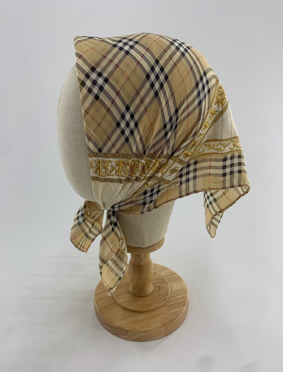 Vintage Burberrys Nova Check Silk Handkerchief, A… - image 1