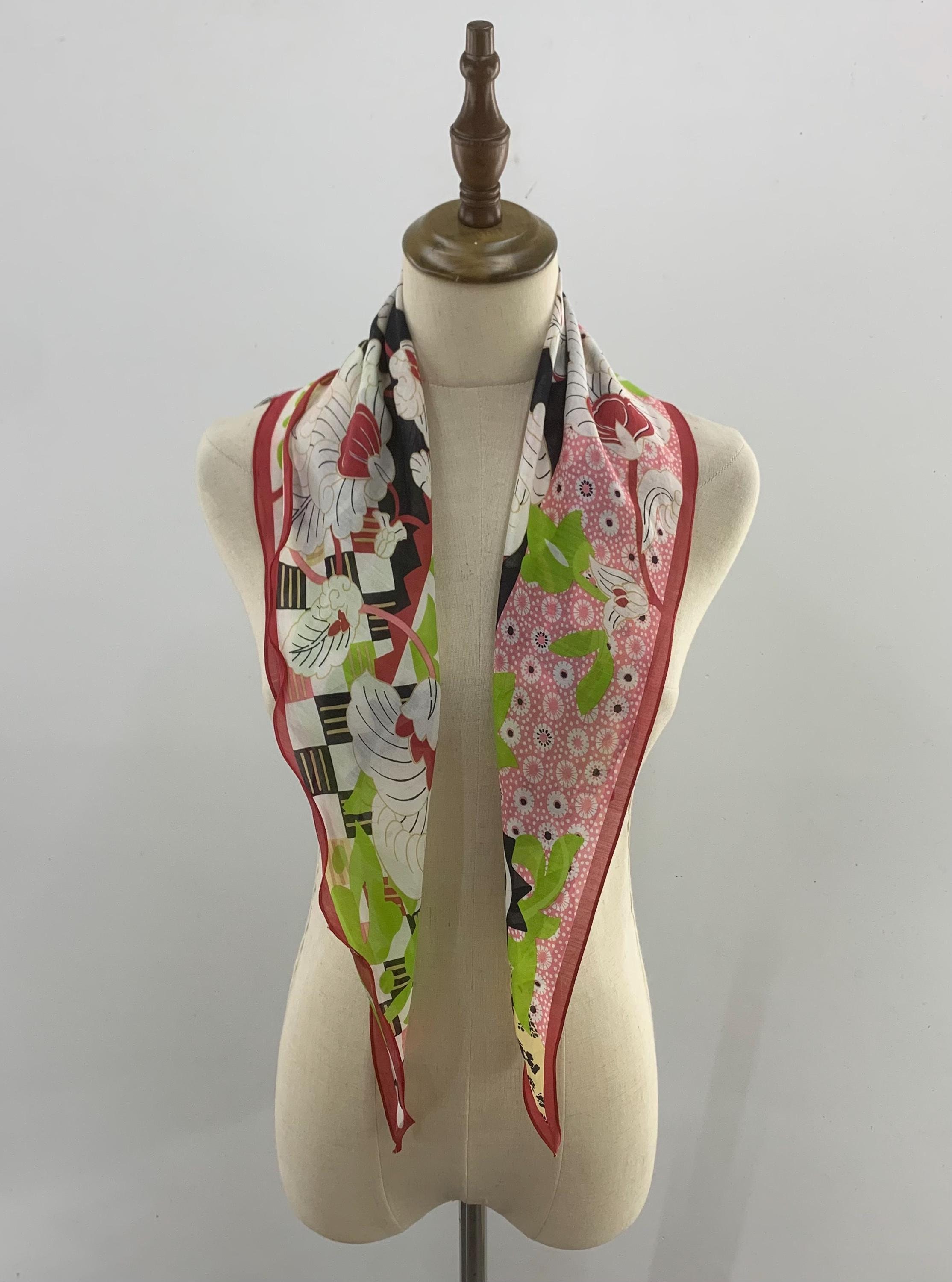KENZO ヴィンテージ 花刺繍ストール ウールシルク混 ロゴ　アーカイブ 希少 000000002464.jpg