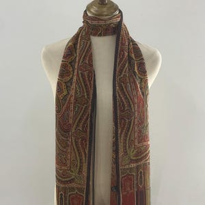 Vintage 90s Silk Scarf Classic Paisley Pattern Neck Scarf Unisex Accessories Long Scarf Foulards Stole Silk Muffler Wrap Neckwear Scarves