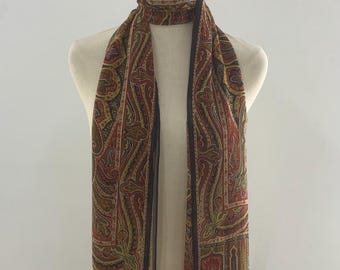Vintage 90s Silk Scarf Classic Paisley Pattern Neck Scarf Unisex