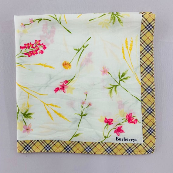 Vintage Burberry Handkerchief, Bandana Floral Acc… - image 4