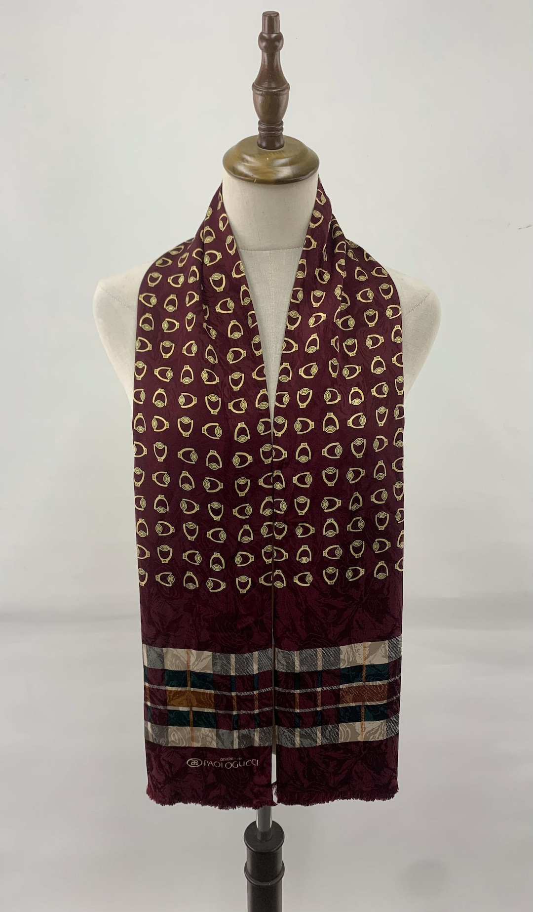 Vintage 80s Paolo Gucci Silk Scarf Red Colour Neck Scarf Unisex