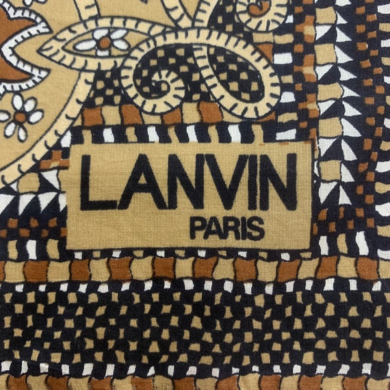 Authentic Lanvin Paris Silk Bandana Brown Paisley… - image 4