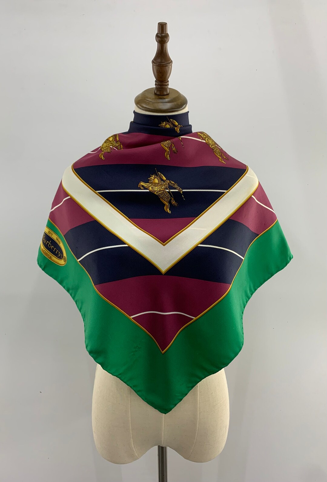 Vintage Burberrys Silk Scarf, Burberry Square Scarf, Burberry Shawl