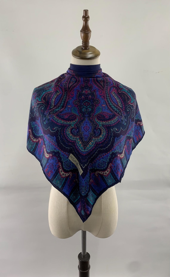 Vintage Yves Saint Laurent Silk Scarf Paisley Pattern Square