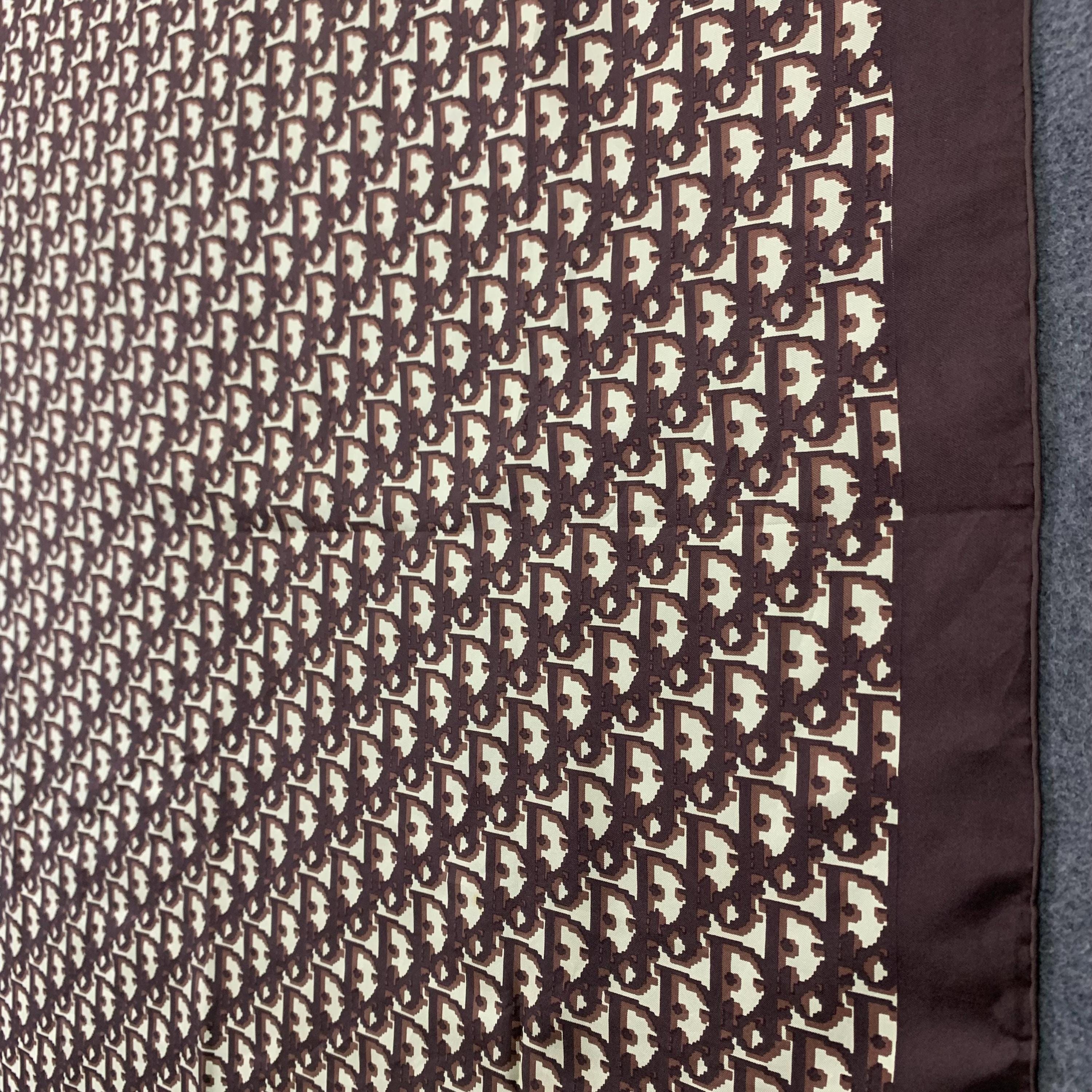 Christian Dior スカーフ モノグラム Vintage Christian Dior Silk Scarf Brown Monogram Print Scarves