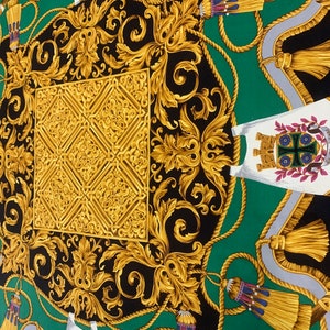 Foulard Carré Vintage Style Baroque Années 80 - Multicouleur, Unisexe, Occasion