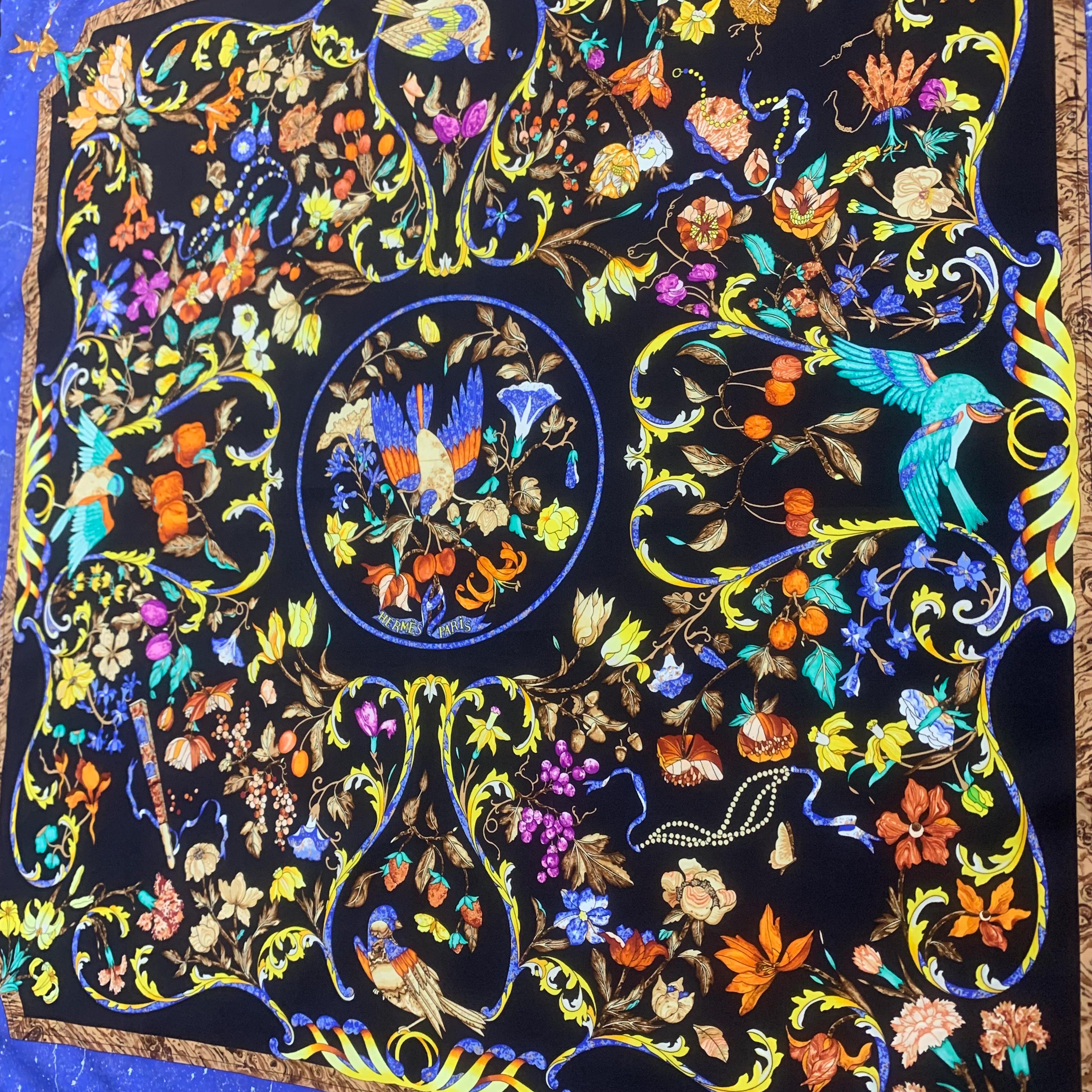 Vintage 90s Hermes Scarf Pierres D'orient Et D'occident, Authentic
