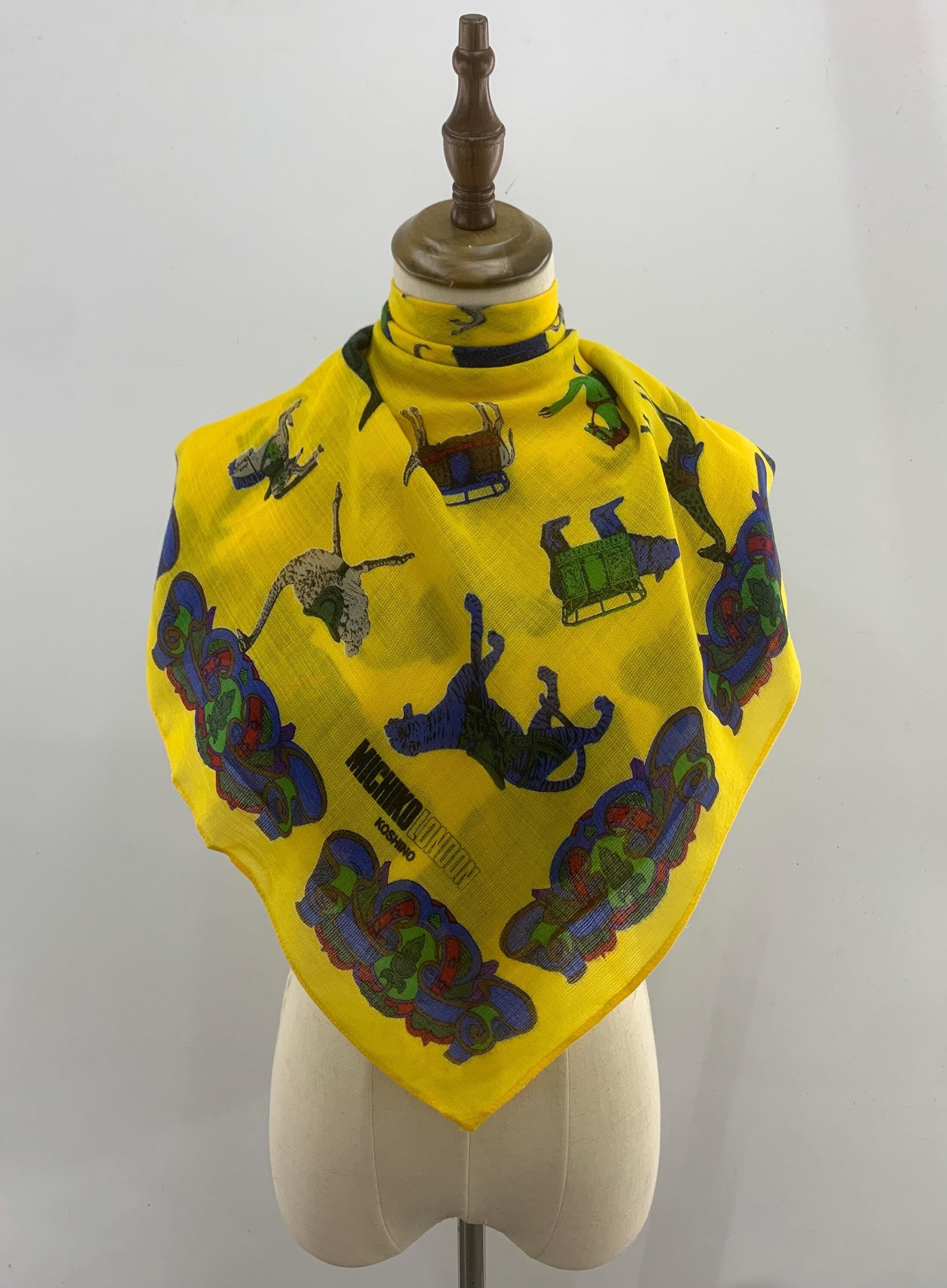 Vintage Michiko Koshino London Wool Scarf Square Scarf Women Accessories  Scarf Wool Shawl Scarf Top Neck Wrap Vintage Scarves Neckwear