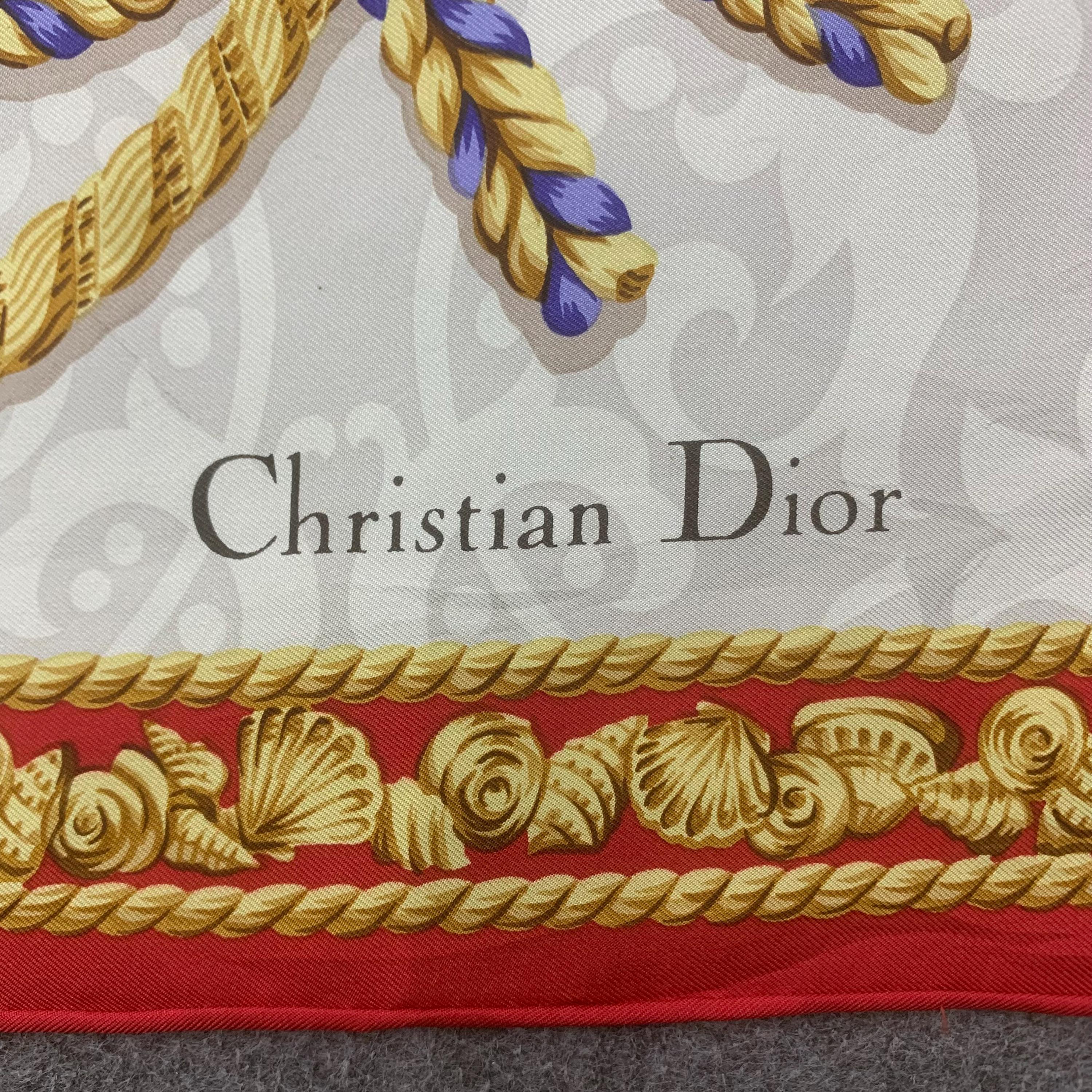 Vintage Christian Dior Silk Scarf Shell Ocean Pattern Scarves