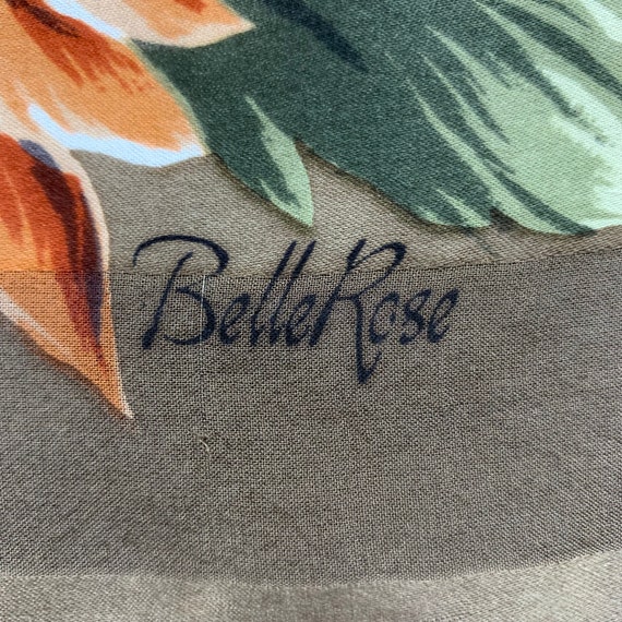 Authentic Belle Rose Silk Scarf Vintage Floral Sc… - image 4
