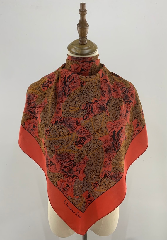 Christian Dior 80s vintage scarf スカーフ 1980s Vintage Christian Dior Silk Scarf Square Flower Design
