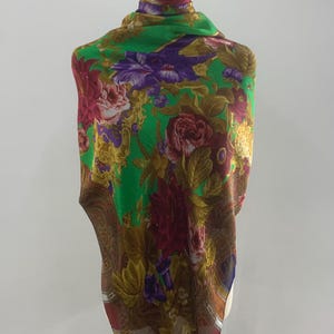Vintage Gianfranco Ferre Scarf Silk Floral Paisley Scarves Square Foulards Women Accessories Neck Scarf Top Shawl Wrap Cover Up Large Scarf