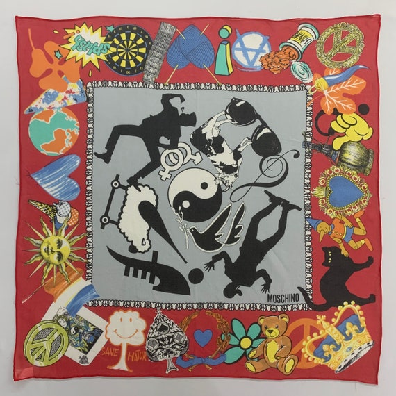 Vintage Moschino Silk Bandana, Silk Handkerchief,… - image 2