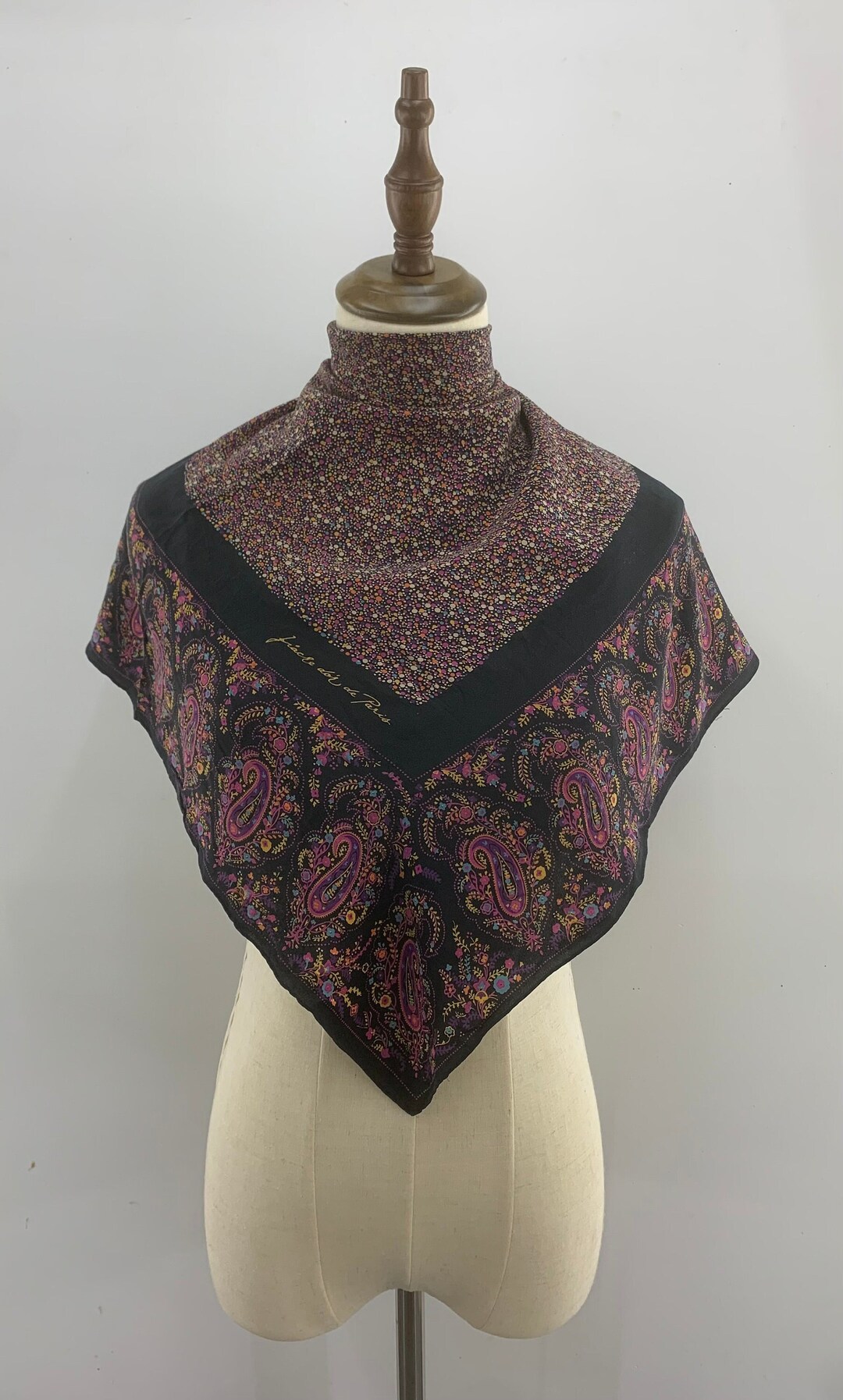 Vintage Paisley Multicolor Silk Scarf, Paisley Accessories, Paisley