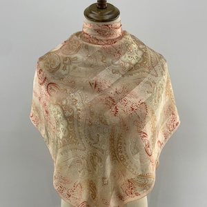 Vintage Tête de Homme Silk Scarf, Tete Homme Scarf Paisley, Vintage Shawl Silk, Square Scarf, Women Scarf Paisley, Classic Scarf