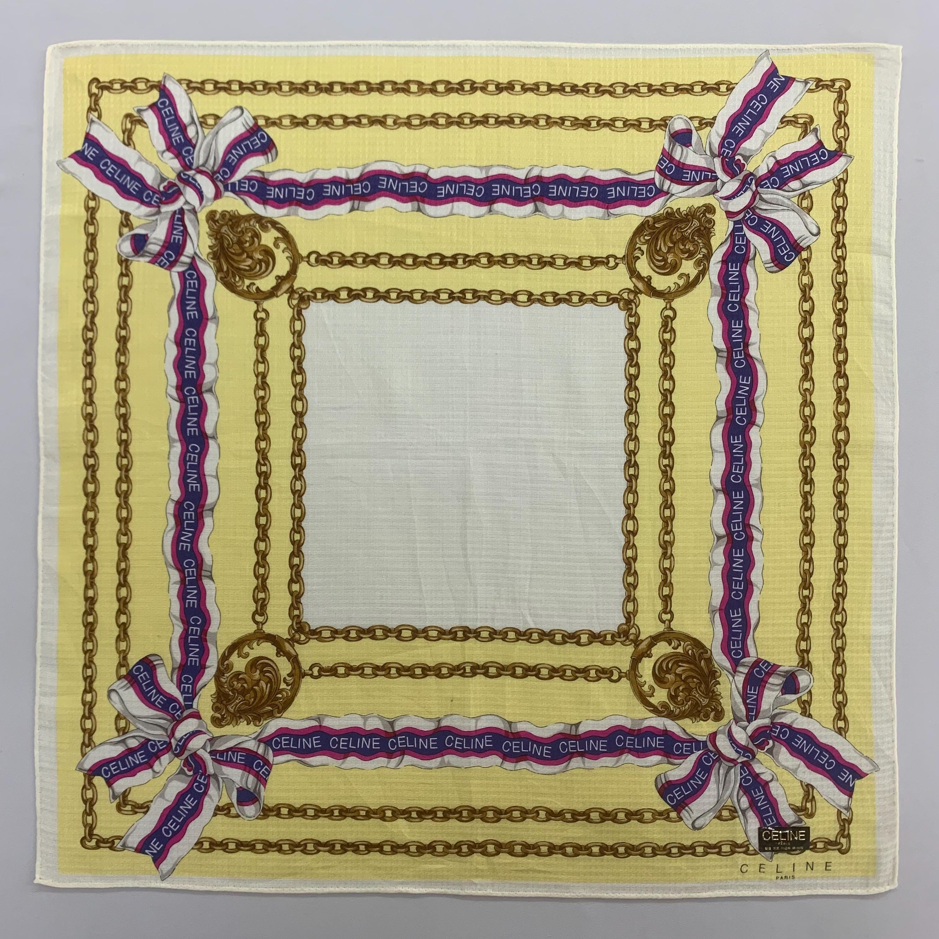 Vintage Celine Handkerchief Bow Chain Bandana Pocket Square  display picture 3