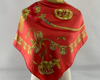 Châle Hermès Les Sangles Par J.Metz – Fuchsia, 140cm, Cachemire Et Soie, Occasion Très Bon état