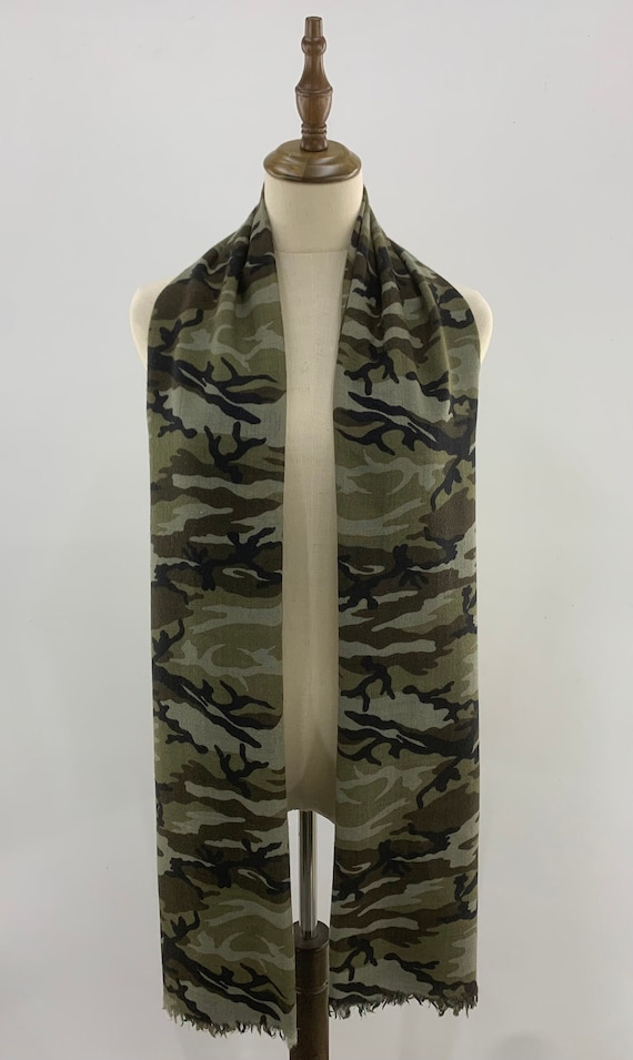 Vintage Franco Ferrari Camouflage Scarf Wool Silk,