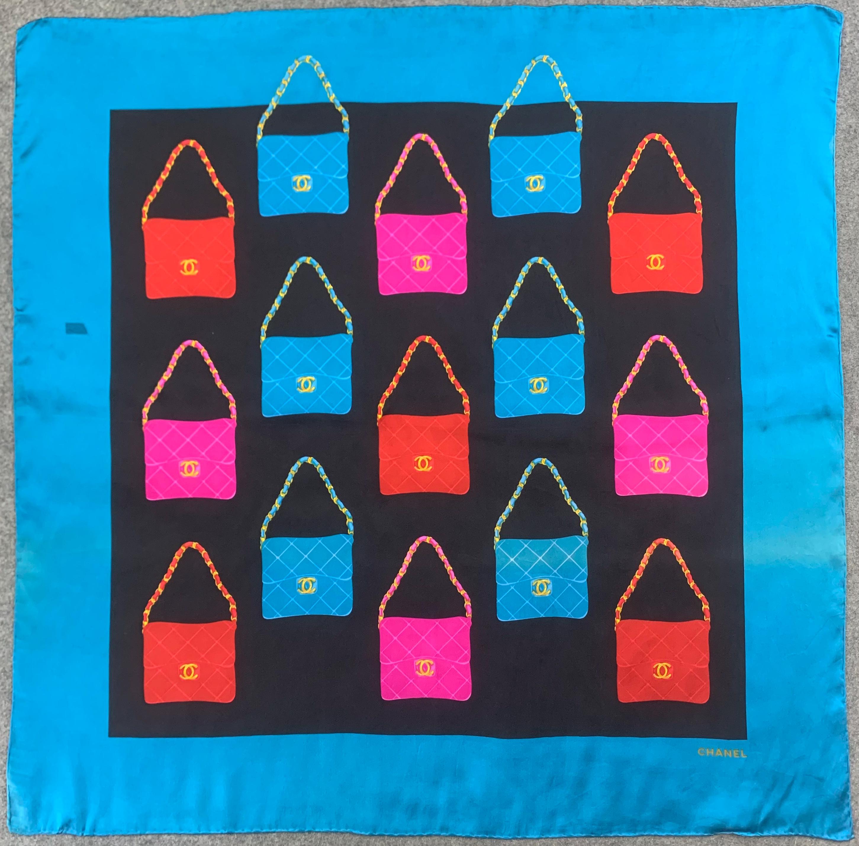 Vintage Chanel Scarf, Chanel Silk Scarf, Chanel Silk Shawl