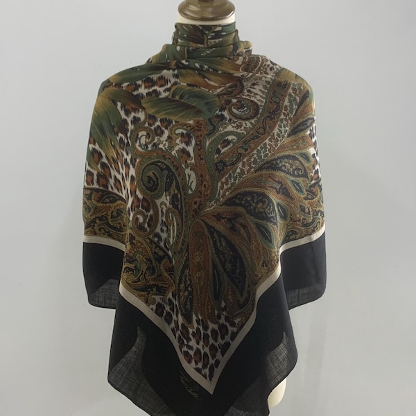 Vintage Tino Lauri-halsduk med paisleymönster, leopardmönster, fyrkantiga halsdukar, unisex-accessoarer, halsduk, toppsjal, omlottsjal, stor halsduk