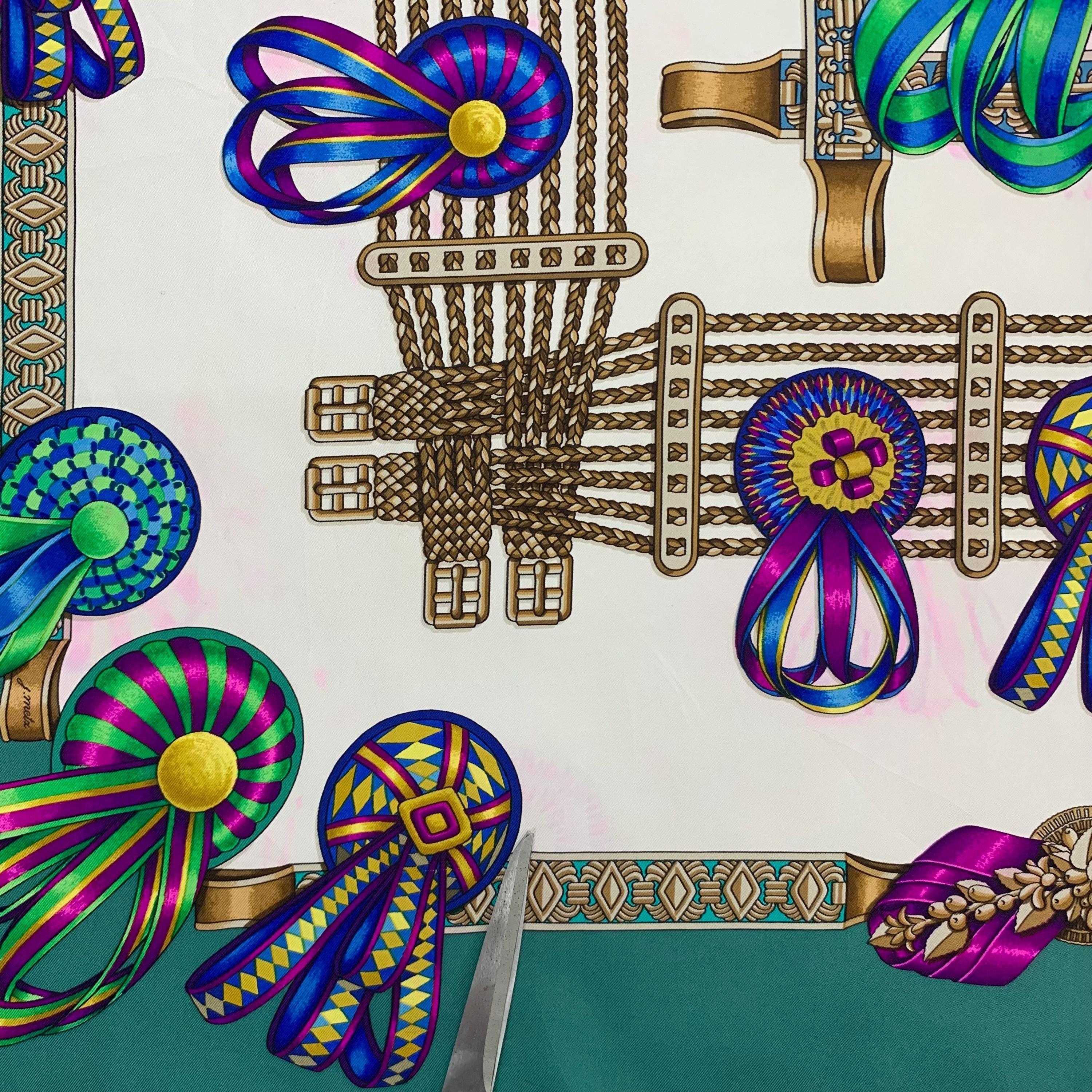 DEFECT | Vintage 90s Hermes Scarf Les Rubans Du Cheval Scarf by