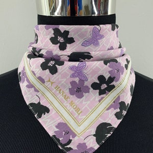 Vintage Hanae Mori Handkerchief Bandana Luxury Accessories Pocket Square Babushka Wrap Scarf Scarves Neck Scarf