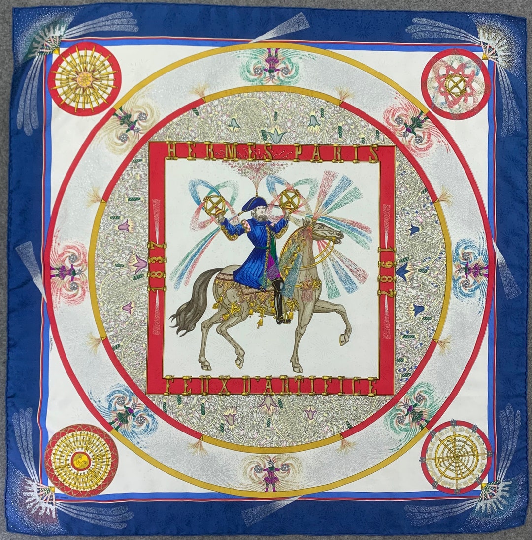 Vintage Hermes Scarf Feux D'artifice, Authentic Hermes Silk Scarf