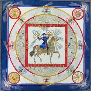 Vintage Hermes Scarf Feux D'Artifice, Authentic Hermes Silk Scarf by Michel Duchene, Hermès Carre 90 Silk Jacquard, Luxury Scarf Foulard