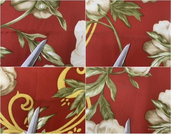 Vintage Christian Dior Silk Scarf Red Floral Pattern Scarves  display picture 1