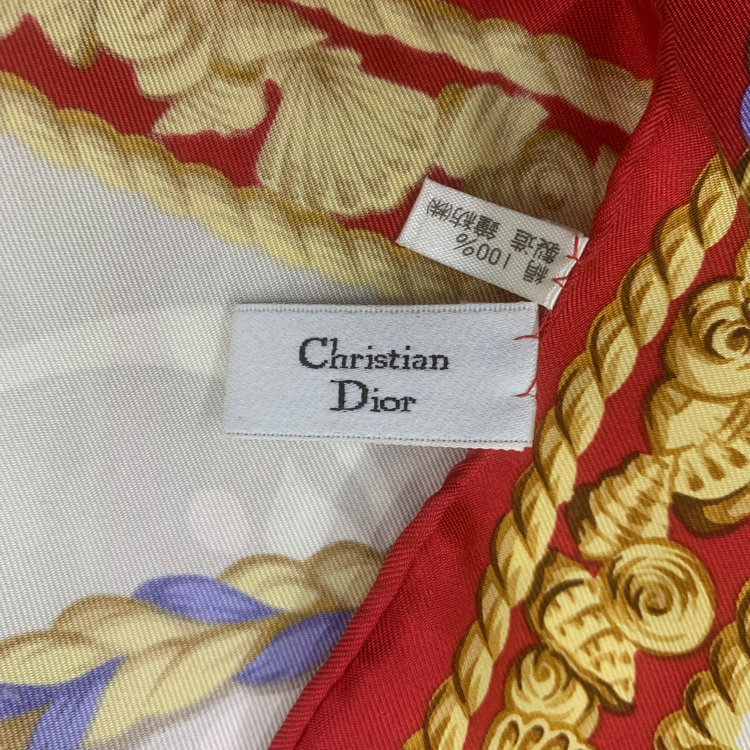 Vintage Christian Dior Silk Scarf Shell Ocean Pattern Scarves