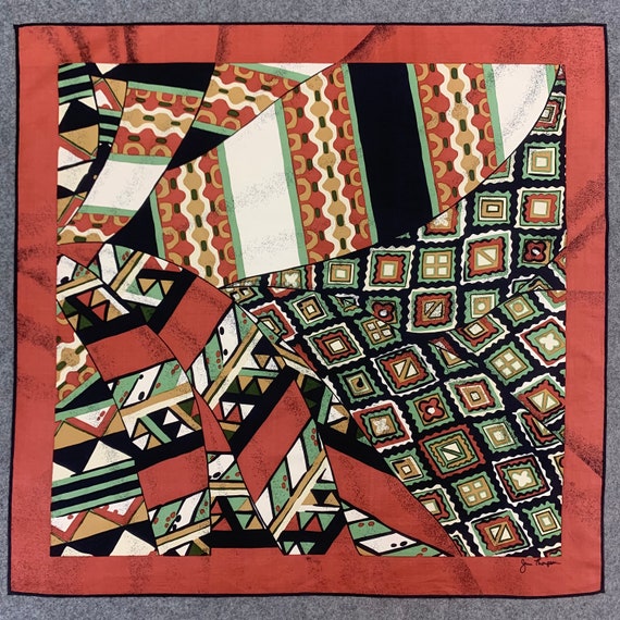 Foulard Vintage Jim Thompson En Soie Pure - Motif Floral Coloré - Femme