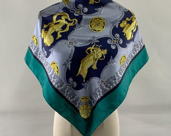 Vintage Pierre Balmain Silk Scarf Angel Cupid Print Women Accessories Gift Shawl Square Foulards Head Scarves Neckerchief Wrap Neckwear