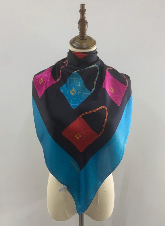 Vintage Chanel Scarf, Chanel Silk Scarf, Chanel Silk Shawl