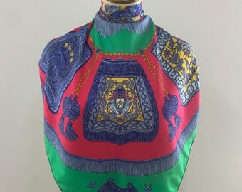 Vintage Hermes Scarf Poste et Cavalerie by Joachim Metz, Authentic Hermès Carre Foulard 90cm Silk Twill, Hermes Square Scarf Accessories