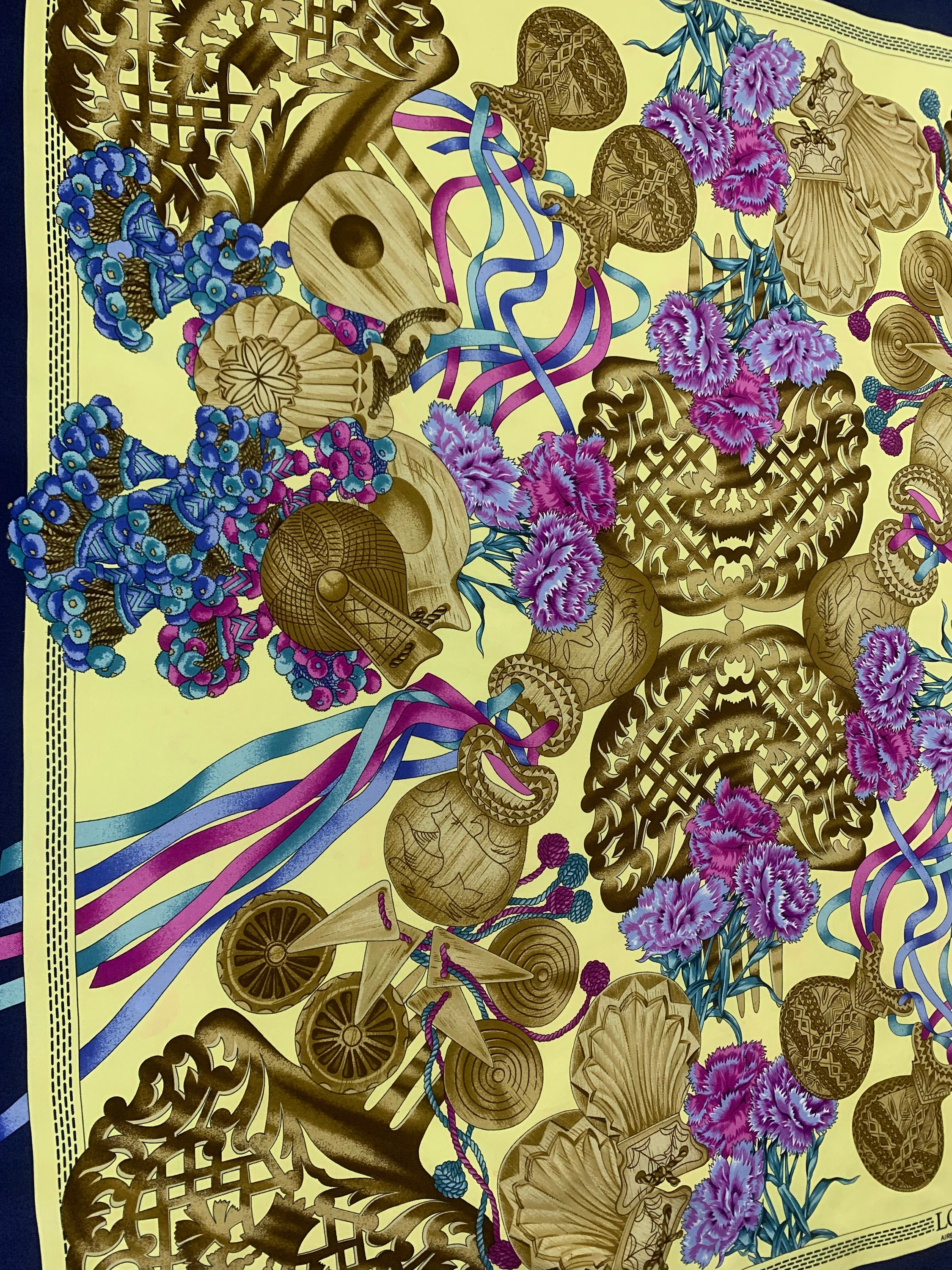 Vintage Loewe Silk Scarf | Loewe Scarf | Loewe Aires De