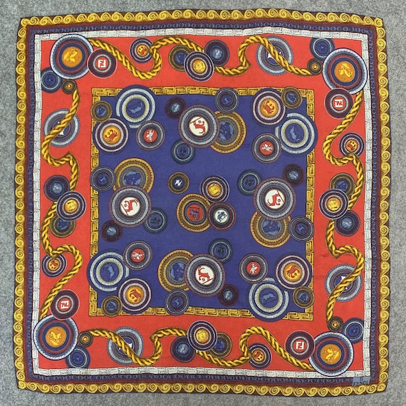 Vintage Fendi Silk Scarf, Authentic Fendi Scarf Classic Rare Print