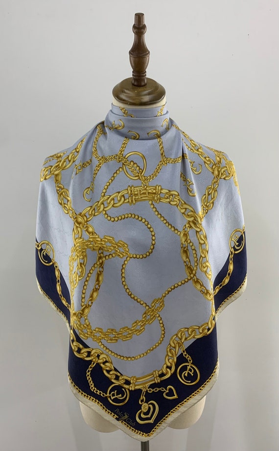 Vintage Polo Club Silk Scarf, Classic Scarf 90s, Women