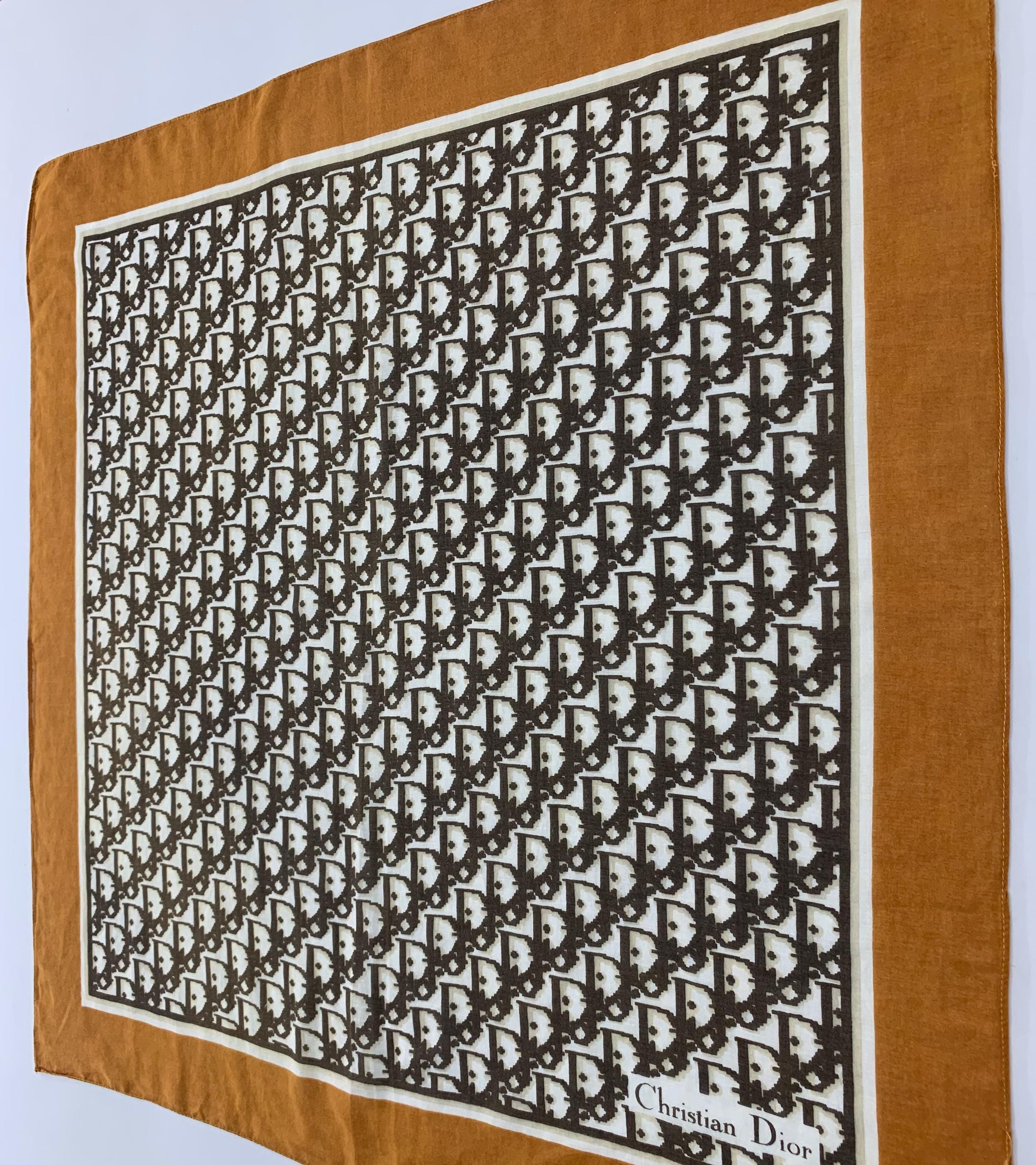 Vintage 90s Christian Dior Monogram Pattern Handkerchief Bandana