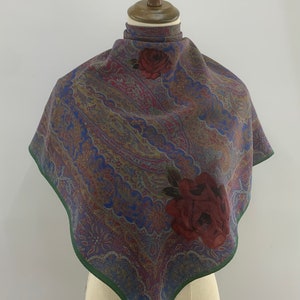 Vintage Atlea Milano Silk Scarf Paisley Accessories Classic 90s Shawl Italian Designer Silk Twill Scarves Multicolor, Carre Foulards 90cm