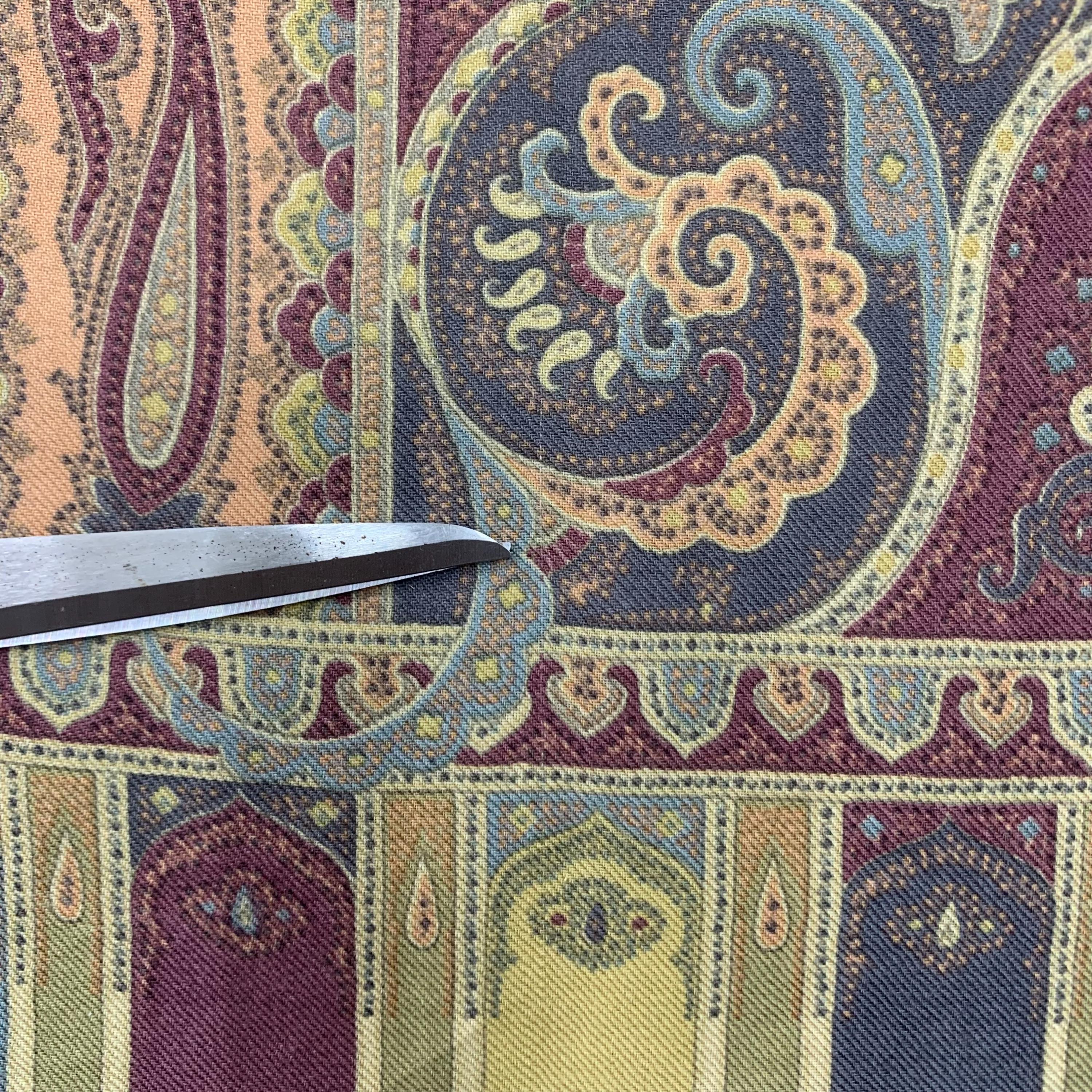 ヴィンテージ エトロ スカーフ ウール シルク ペイズリー柄 ショール